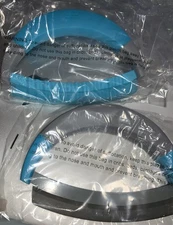 Kuhn Rikon Easy Grip Mezzaluna Knife Crinkle,  Set 2-Piece K51414 AQUA/Gray