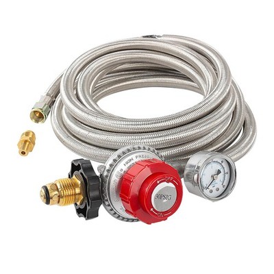 15FT High Pressure Propane Regulator with Hose - 0-30 PSI Adjustable Output -...