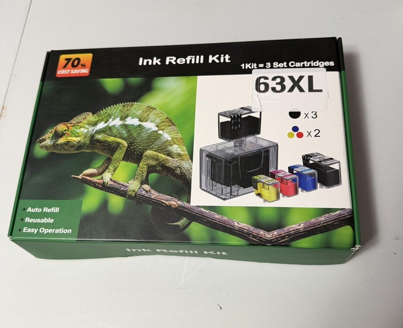 VLOVEINK 63XL Ink Refill Kit - HP Printers Auto Refill Reusable Cartridges 2027