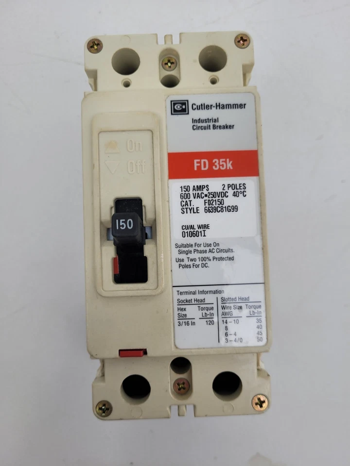 FD2150 Cutler-Hammer 150 Amp 600 VAC 2P Circuit Breaker - Next Day Option - image 2 of 4
