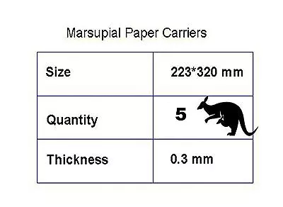 MARSUPIAL 5 A4 paper sheet carriers for laminating pouches : helps to stop laminator jams