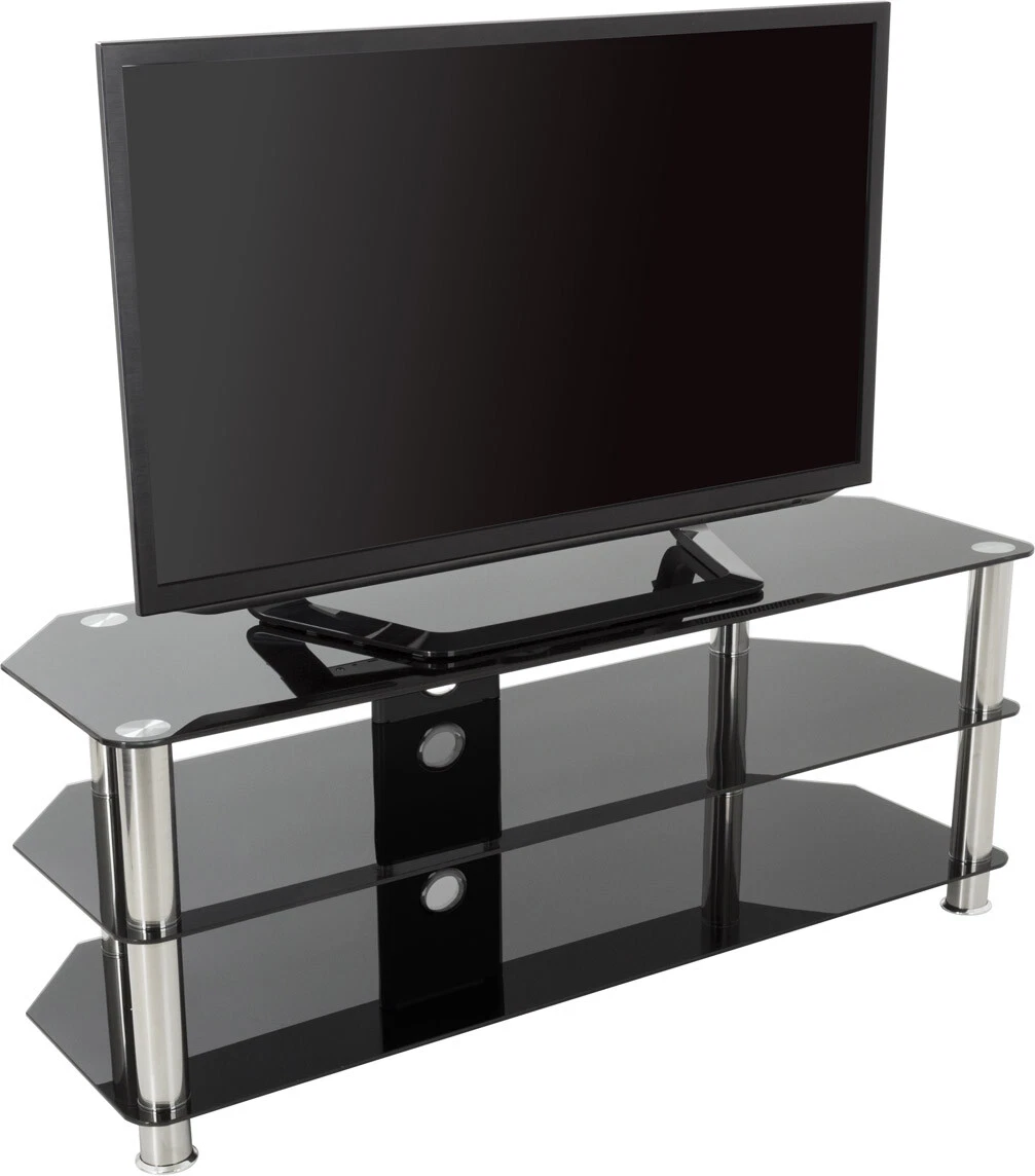 AVF Universal Black Glass and Chrome Legs TV Stand For up to 60