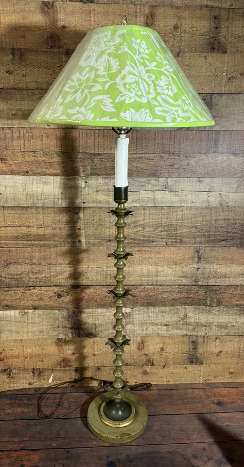 Lámpara de pie Mid Century años 60 vintage 1960 lámpara de pie de metal latón verde Foto 3 de 4
