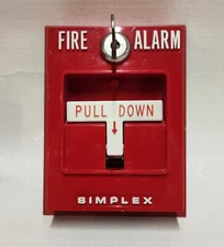 Simplex 2099-9784 Addressable Fire Alarm Pull Station + Key, Rare Legacy Model