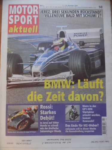 MOTOR SPORT aktuell 50 --- 7.-13.12. 1999 BMW F1 Rossi MZ-Weber Aaron Slight