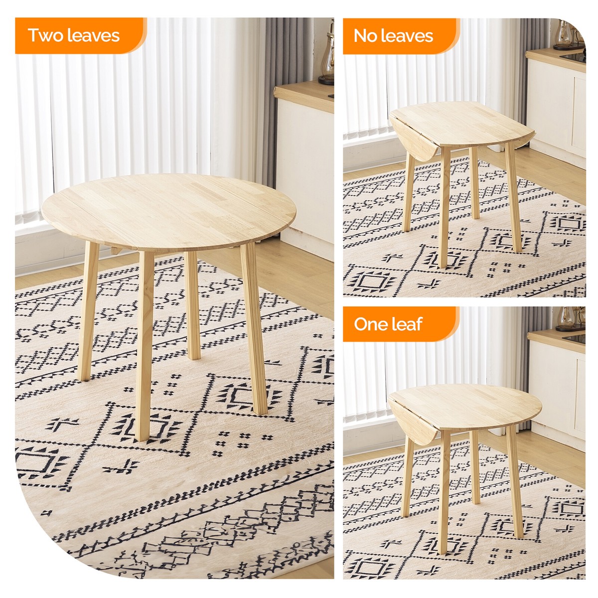 Floding Table Drop Leaf Table Dining Desk Saving Space for Kitchen