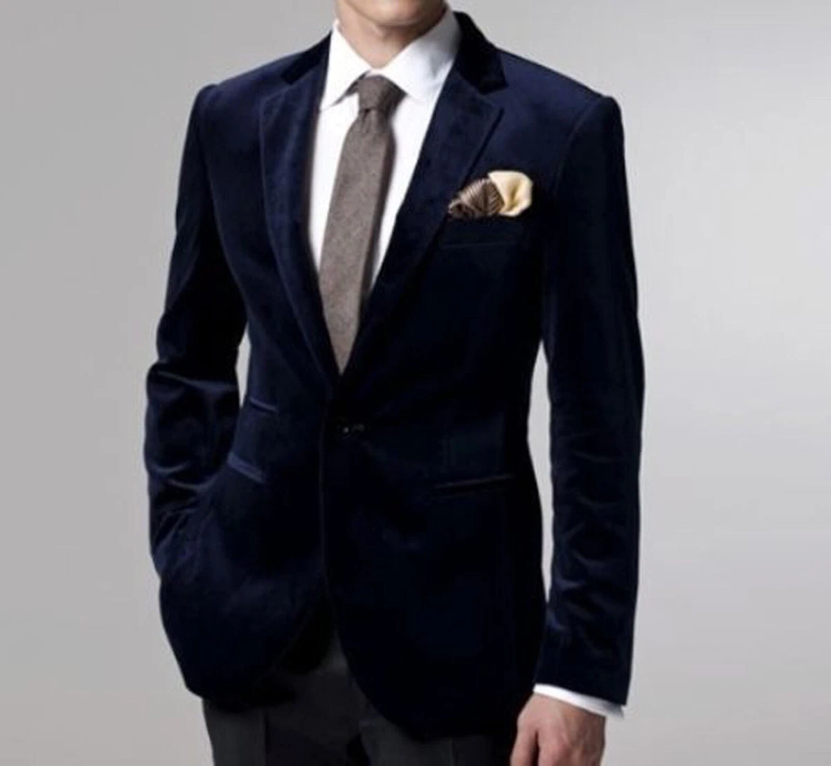 Navy blue hotsell velvet blazer mens