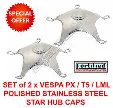 Set 2 x Vespa Disc Model PX PE T5 LML STAR HUB CAPS WHEEL TRIMS STAINLESS STEEL
