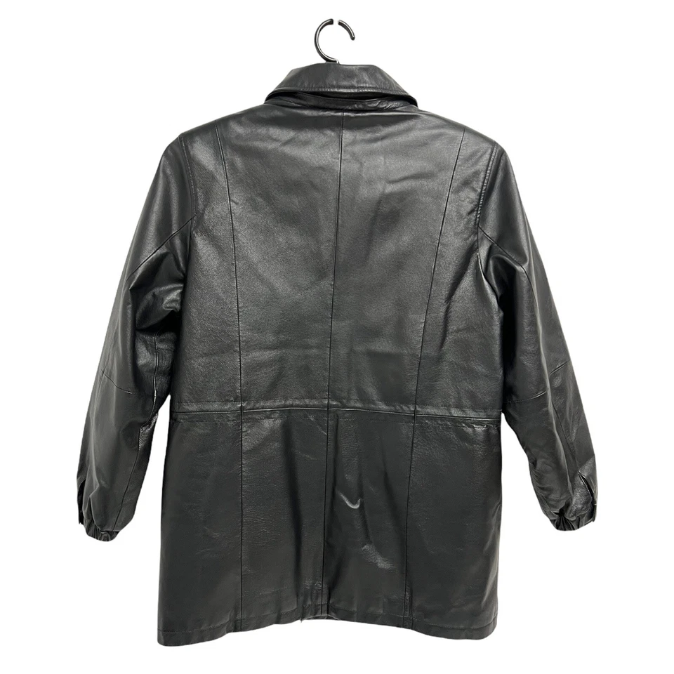 Bromley Sport Hombre 100% Cuero Abrigo Negro Cremallera Completa Forrado Sherpa Talla M Foto 3 de 4