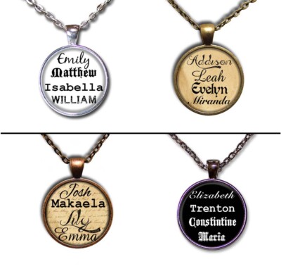 CUSTOM PERSONALIZED Name Unique Handmade Round Glass Pendant Necklace