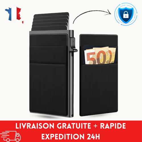 Portefeuille Slim RFID - Porte-cartes Mini En Aluminium Et Simili Cuir, Design Carbone, Protection Anti-scan