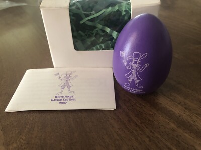 2007 George & Laura Bush White House Easter Egg Roll Purple In Box With Papers
