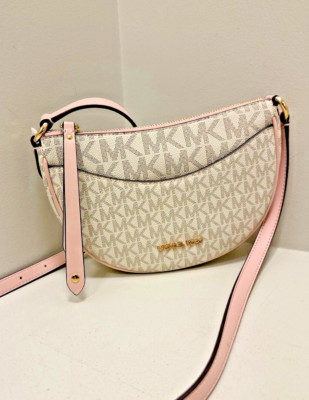 Michael Kors Dover Small Women Half Moon Crossbody Bag in Powder Blush Multi
