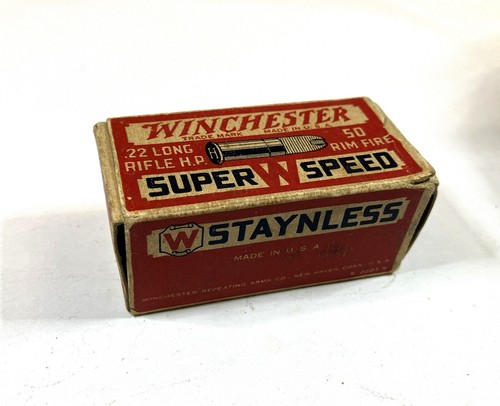Vintage RARE WINCHESTER STAYNLESS 22 LONG HP Empty Box Red No K2207 Great Cond ! - Picture 1 of 9