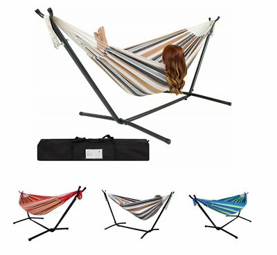 Double Hammock Space-saving Steel Frame Including Portable Carrying Case