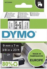 DYMO Authentic D1 Labels Black Print on White Tape 9 mm x 7 m Self-Adhesive