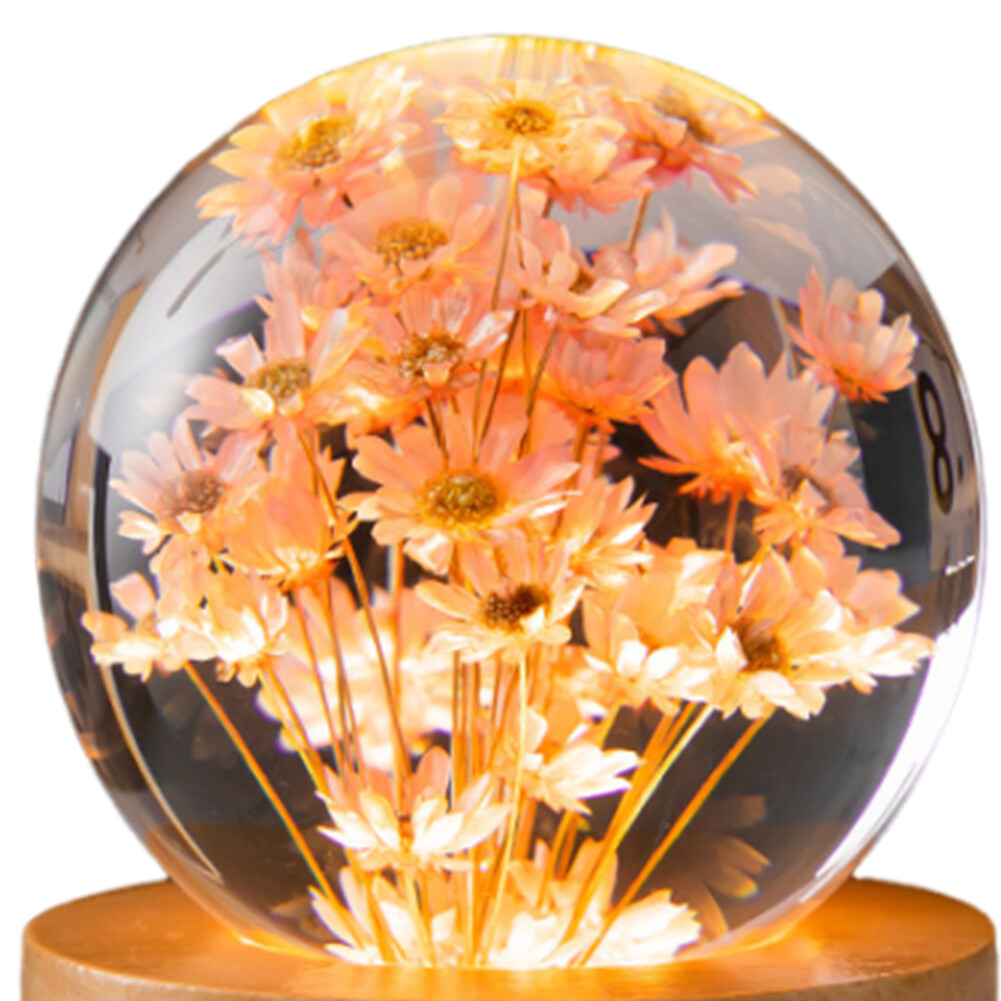 Flower Crystal Ball Night Light Flower Desk Lamp Cute Night Light