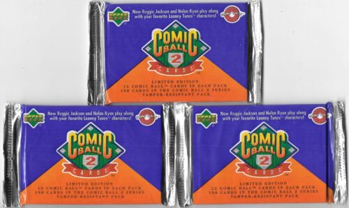 Looney Tunes Comicball 2 Sammelkarten drei WERKSEITIG VERSIEGELT 12 Kartenpackungen 1991 - Bild 1 von 1