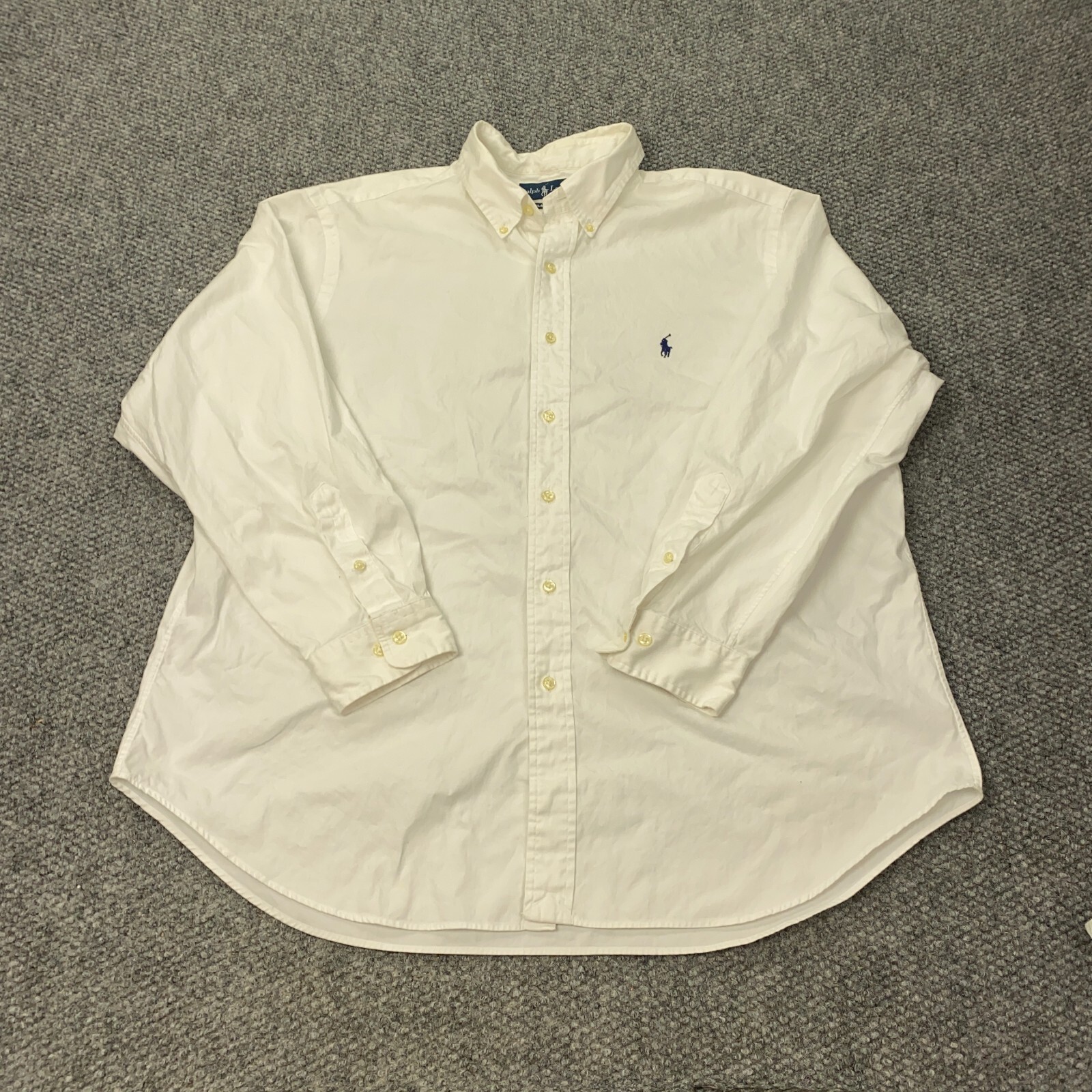 Camicia uomo vintage Ralph Lauren vestibilità classica taglia 17 5 bianca pony abbottonata