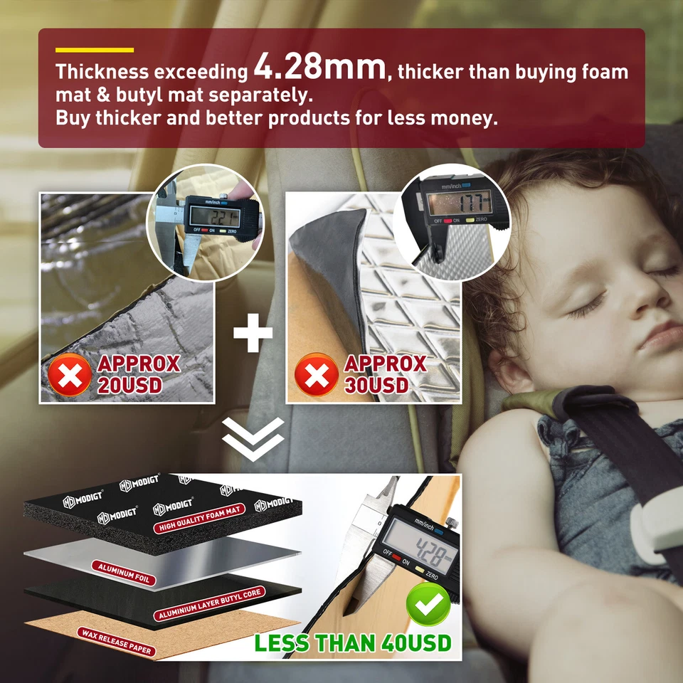 50% Thicker Butyl Sound Deadener Roll 50% THICKER Sound Proofing Waterproof 6m2 - image 4 of 4