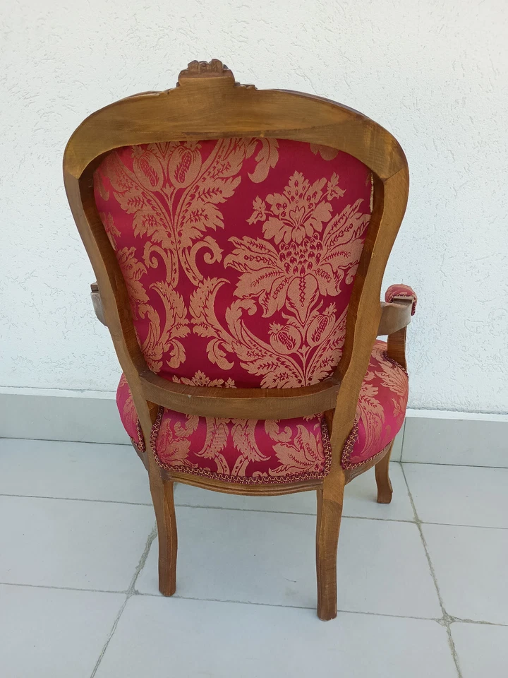 Barocksessel, roter Bezug, sehr guter Zustand 2 Stück - Bild 2 von 2