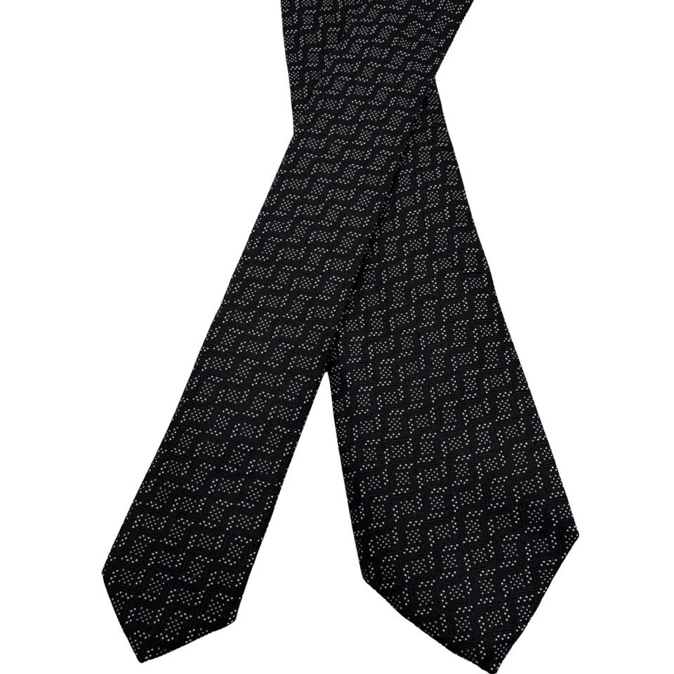 John Varvatos Neck Tie 100% Silk Geometric Handmade Italy Academia Luxury Skinny - Image 3 of 4