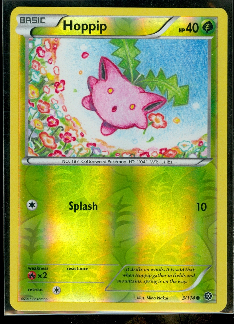 Pokemon HOPPIP 3/114 - XY Steam Siege - Rev Holo - MINT