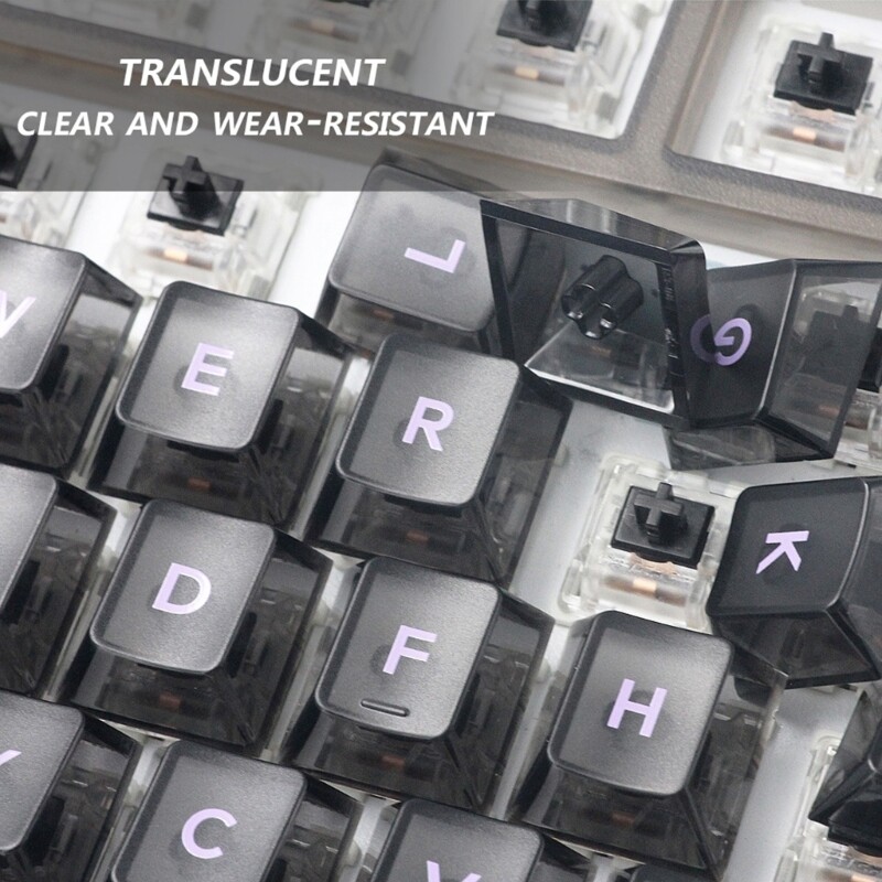 152PCS Black Translucent Mechanical Keyboard Keycaps for Enhanced Gaming Experience