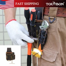 TOURBON Leather Workshop/Electrician Leather Tool Storage Pouch Bag w/Belt Loop
