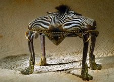 RARE real authentic ZEBRA skin CHAIR Michel HAILLARD STOOL tribal french artist