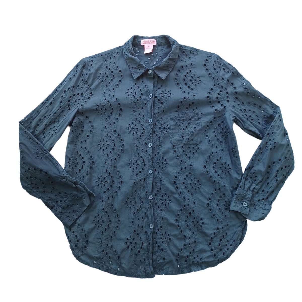 ぶるぅ♪ 6/7 Coco & Shay blouse Women's Medium unlined button up black