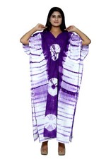Purple Shibori Kaftan Summer Beach Bikini Coverup Plus Size Indian Maxi Dress US