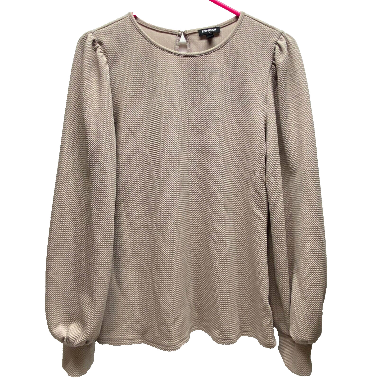 Express Waffle Knit Blouse Women's Medium Tan Long Sleeve Career Top Ofice Wear