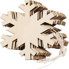 40 Pieces Wooden Snowflake Cutouts Christmas Wood Snowflake Decorations with 40