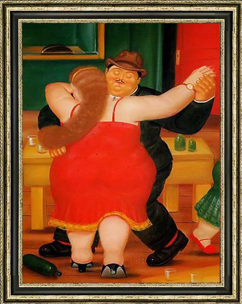 Hand painted Oil painting Reproduction of Fernando Botero girl dance on canvas