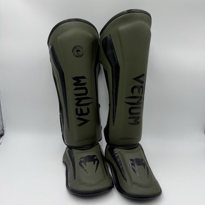 Venum Elite Stand-Up Shin Guards Adult XL Green Fighting Muay Tahi Kick Boxing
