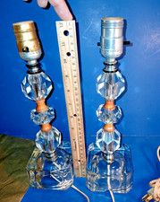 2 Vintage Cut Crystal Table Lamps Multi Facet...
