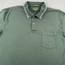 Eddie Bauer Polo Shirt Mens Large Green Pima Cotton Golf Tennis Short Sleeve