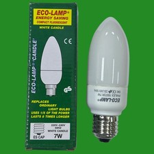 2x 7W Philex CFL White Candle Light Bulb Low Energy Power Saving ES E27 Screw