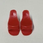Vintage Mattel Barbie Doll Shoes Mules Red Open Toe Japan Left And Right 60s