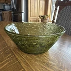 Vintage Anchor Hocking Soreno Avocado Green Glass 8.5” Textured Serving Bowl