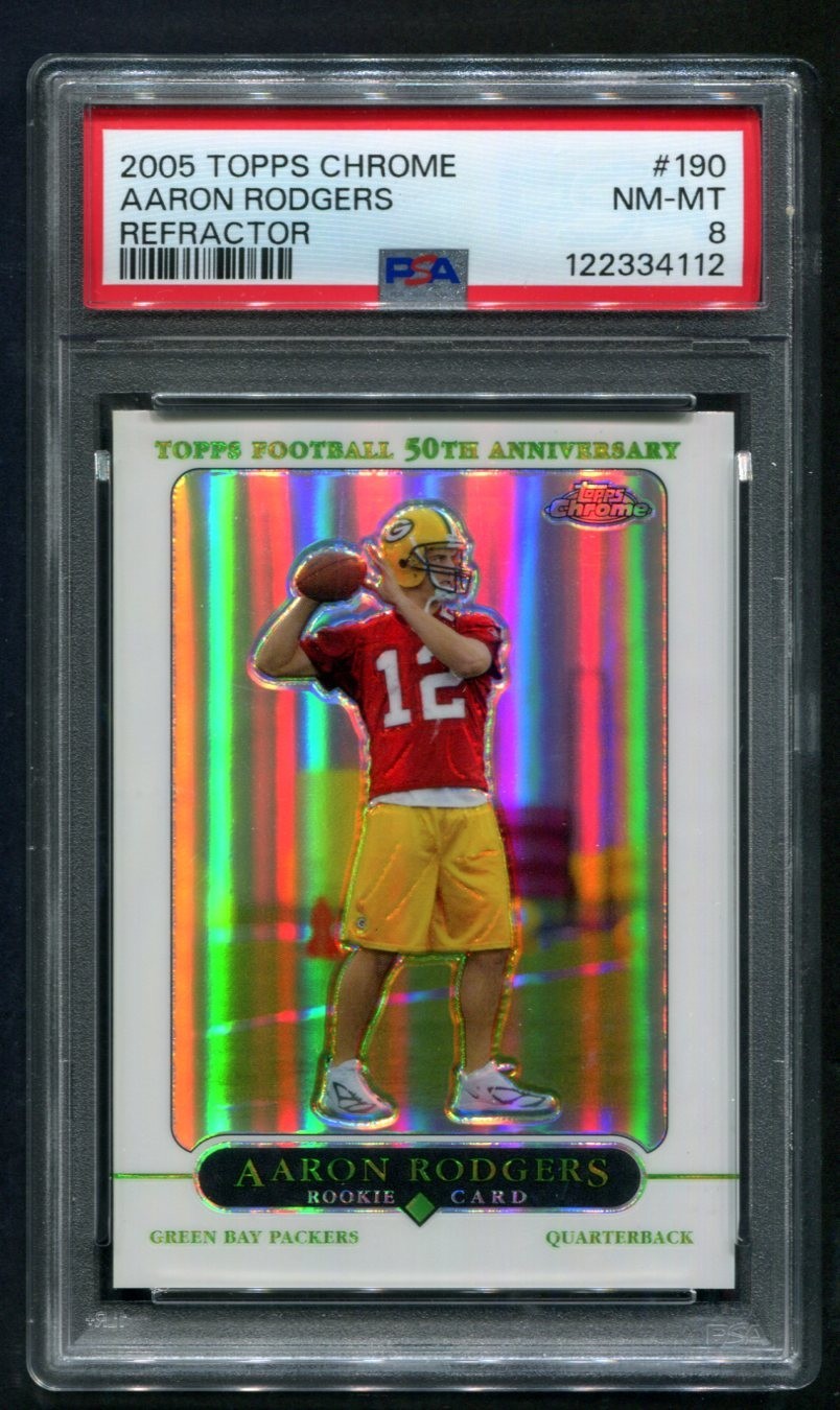 2005 Topps Chrome Aaron Rodgers Refractor RC #190 PSA 8 NM-MT