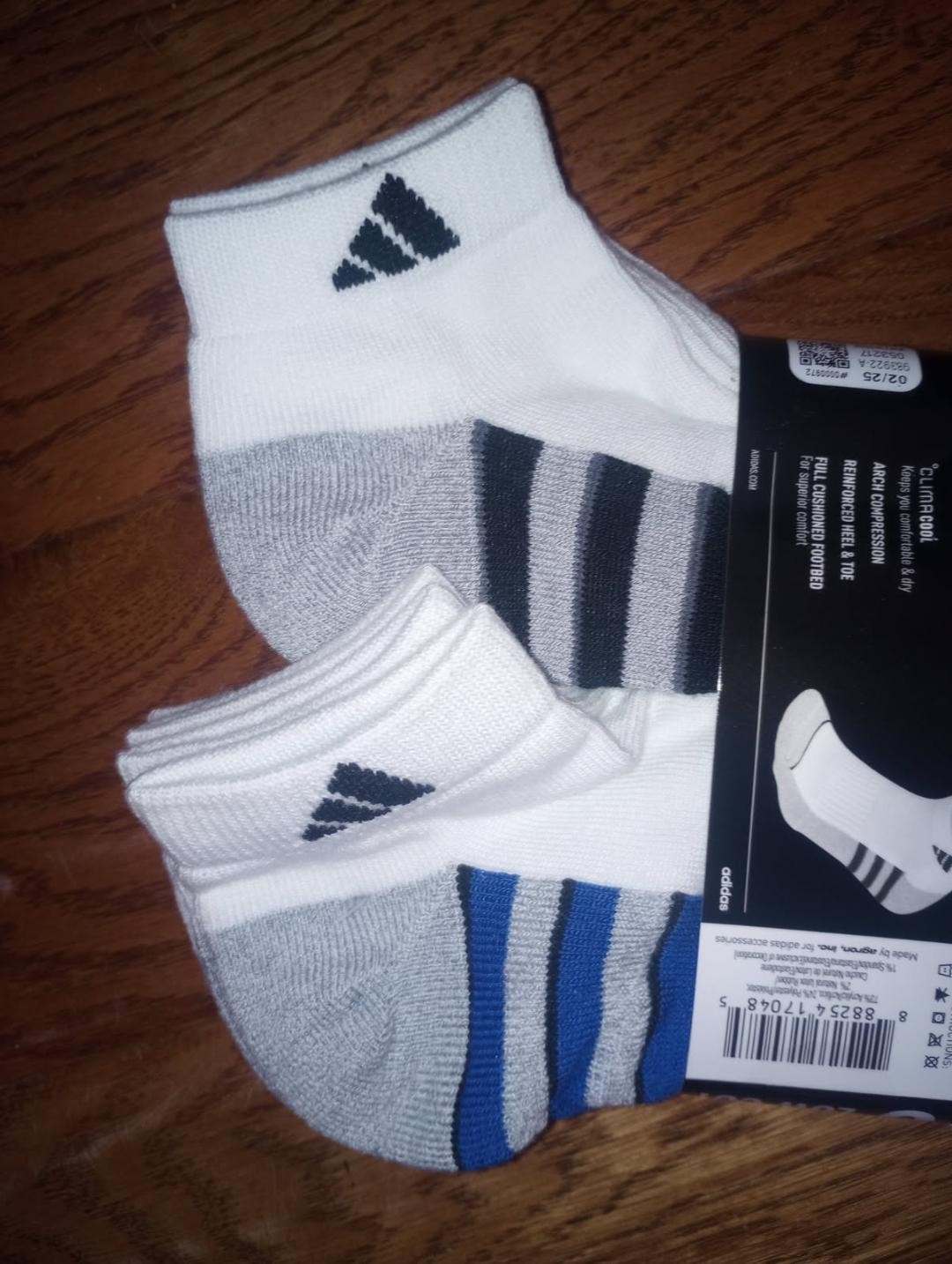 Adidas Men's Size 6-12 Cushioned Low Cut Ankle 6 Pairs White Compression Socks thumbnail 4