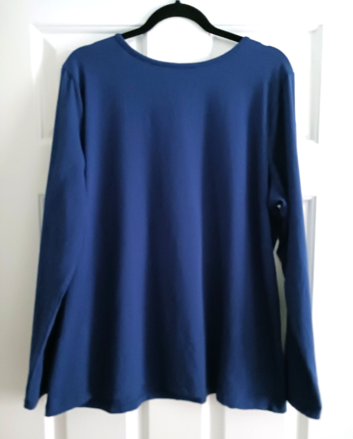 Denim & Co. Essentials Crew Neck Long Sleeve Top Blue Large A295732