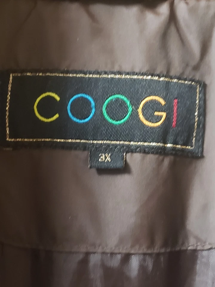 Abrigo acolchado marca COOGI 3x logotipo marrón dorado cremallera completa botón a presión hip hop Foto 4 de 4