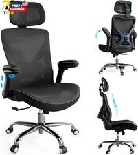 Ergonomic Office Chair-Computer X-Shaped Chair Mesh PU Leather with Adjustable L