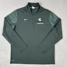 Nike Michigan State Spartans 1/4 Zip Dri-Fit Pullover XL Green Performance Logo