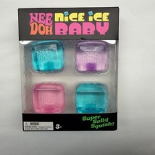 NeeDoh Nice Ice Baby 4 pack, Set of Four Nee Doh Mini Nice Cube Pink Blue Purple