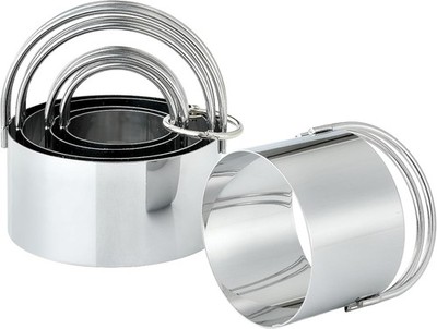 5 Pack Cookie Cutters Set, Round Metal Biscuit Cutter with Handle, Stainless