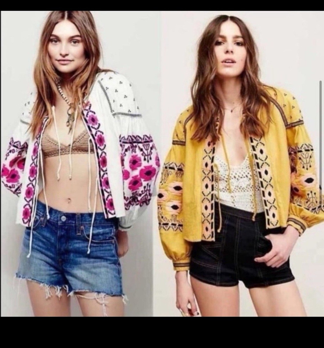 Anthropologie KD Koko Embroidered Long Sleeve SZ S Puff Sleeve Boho Peasant Fall View 4